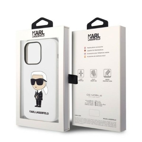 Etui iPhone 14 Pro Max Karl Lagerfeld białe Silicone Ikonik