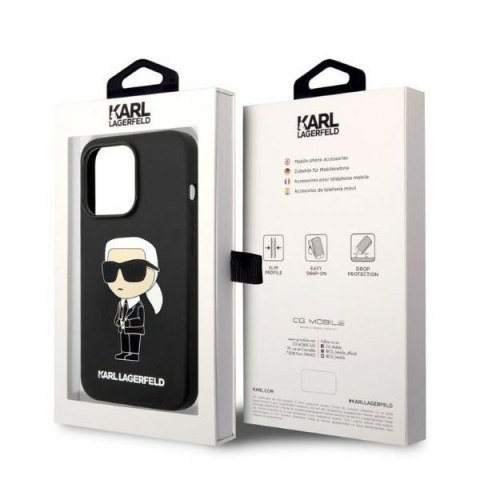 Etui na telefon iPhone 14 Pro Max Karl Lagerfeld czarne Silicone Ikonik