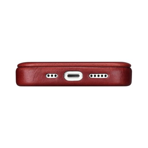 Etui na telefon iPhone 14 Pro Max iCarer CE MagSafe skórzane czerwone