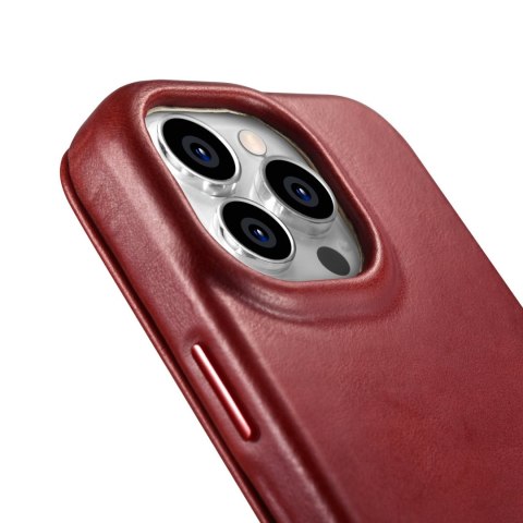 Etui na telefon iPhone 14 Pro Max iCarer CE MagSafe skórzane czerwone