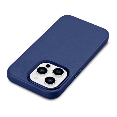 Etui iPhone 14 Pro Max iCarer Leather MagSafe niebieskie