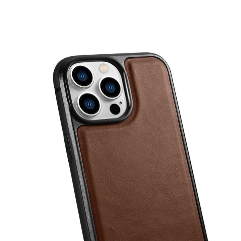 Etui na telefon iPhone 14 Pro Max iCarer Leather MagSafe brązowe