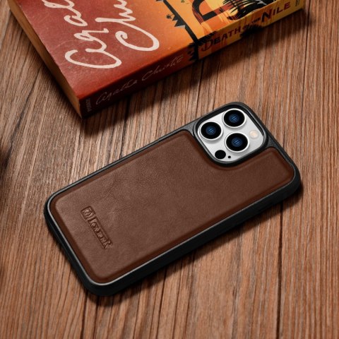 Etui na telefon iPhone 14 Pro Max iCarer Leather MagSafe brązowe