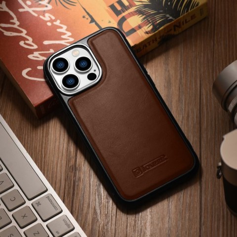 Etui na telefon iPhone 14 Pro Max iCarer Leather MagSafe brązowe