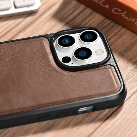 Etui na telefon iPhone 14 Pro Max iCarer Leather MagSafe brązowe