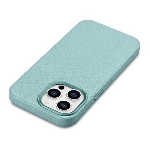 Etui na telefon iPhone 14 Pro Max iCarer Litchi Premium Leather MagSafe zielone