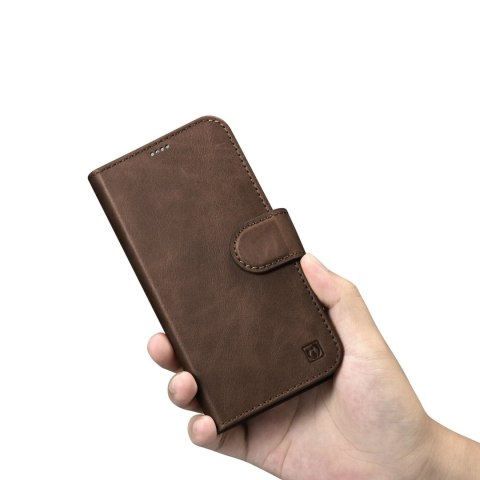 Etui na telefon iPhone 14 Pro Max iCarer Oil Wax Wallet Anti-RFID brązowe