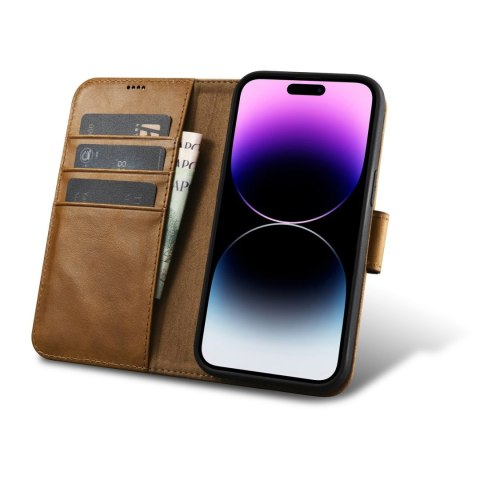 Etui na telefon iPhone 14 Pro Max iCarer Oil Wax Wallet Anti-RFID