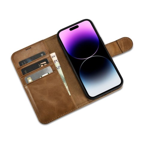 Etui na telefon iPhone 14 Pro Max iCarer Oil Wax Wallet Anti-RFID