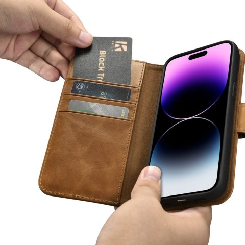 Etui na telefon iPhone 14 Pro Max iCarer Oil Wax Wallet Anti-RFID