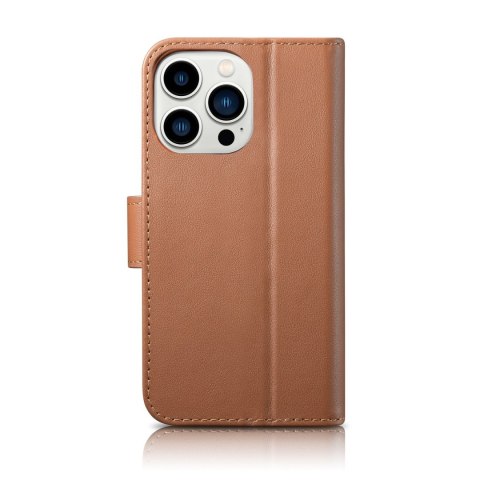 Etui na telefon iPhone 14 Pro Max iCarer Wallet Anti-RFID brązowe