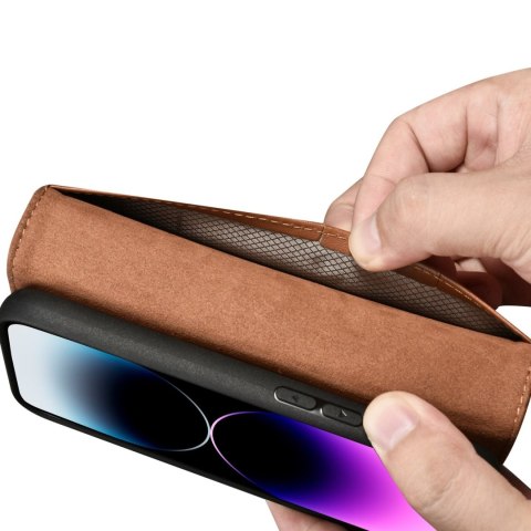 Etui na telefon iPhone 14 Pro Max iCarer Wallet Anti-RFID brązowe