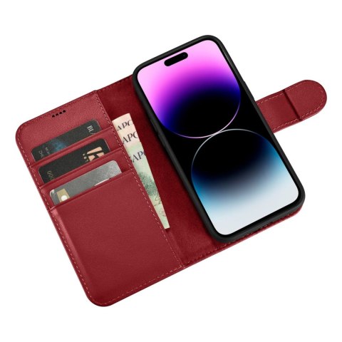 Etui iPhone 14 Pro Max iCarer Wallet Anti-RFID 2in1 czerwone