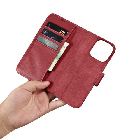 Etui iPhone 14 Pro Max iCarer Wallet Anti-RFID 2in1 czerwone