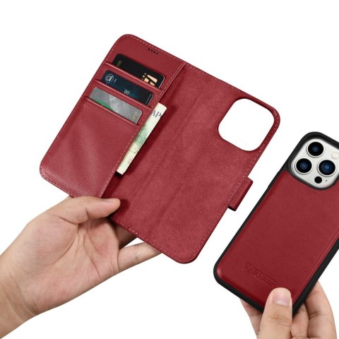 Etui iPhone 14 Pro Max iCarer Wallet Anti-RFID 2in1 czerwone