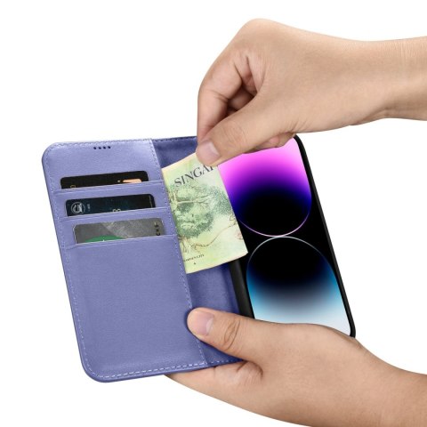 Etui na telefon iPhone 14 Pro Max iCarer Wallet Anti-RFID jasnofioletowe