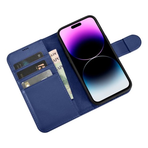 Etui na telefon iPhone 14 Pro Max iCarer Wallet Anti-RFID 2w1 niebieskie