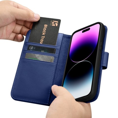 Etui na telefon iPhone 14 Pro Max iCarer Wallet Anti-RFID 2w1 niebieskie