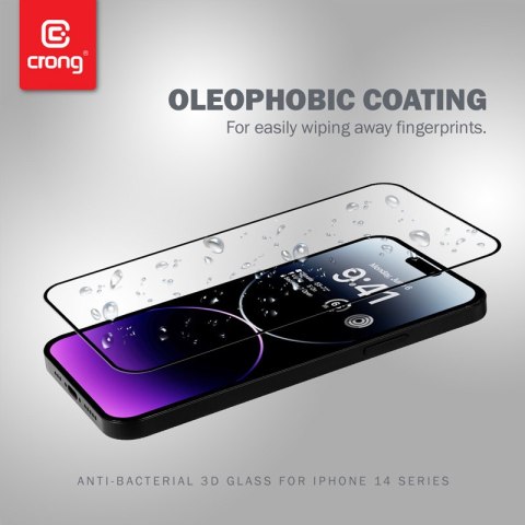 Szkło hartowane Crong Anti-Bacterial 3D Armour Glass Apple iPhone 14 Pro Max + ramka instalacyjna