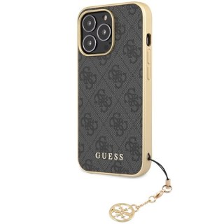 Etui iPhone 14 Pro Max Guess szare hard case 4G Charms Collection