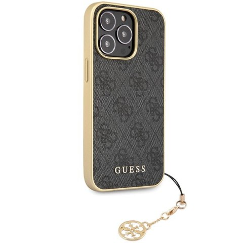 Etui na telefon iPhone 14 Pro Max Guess szare hard case 4G Charms