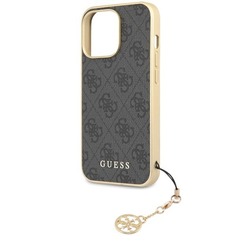 Etui na telefon iPhone 14 Pro Max Guess szare hard case 4G Charms