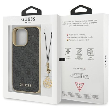 Etui na telefon iPhone 14 Pro Max Guess szare hard case 4G Charms