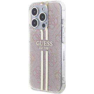 Etui iPhone 14 Pro Max Guess różowe hard case IML 4G Gold Stripe