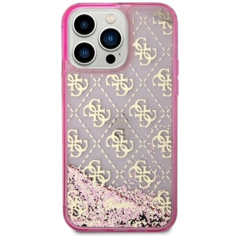 Etui na telefon iPhone 14 Pro Max Guess różowe Liquid Glitter 4G