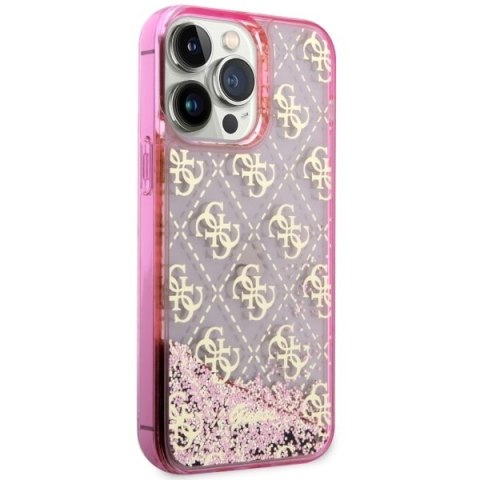 Etui na telefon iPhone 14 Pro Max Guess różowe Liquid Glitter 4G