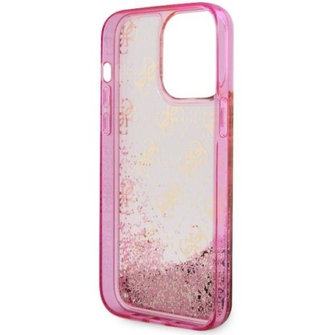 Etui na telefon iPhone 14 Pro Max Guess różowe Liquid Glitter 4G