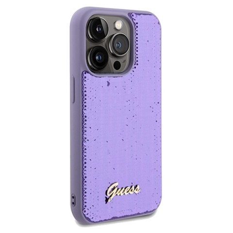 Etui na telefon iPhone 14 Pro Max Guess fioletowe hard case Sequin