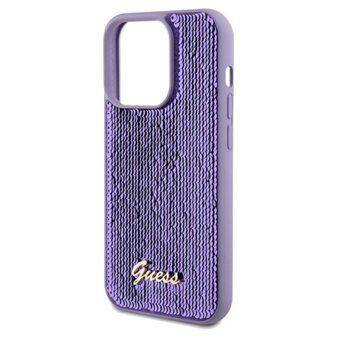 Etui na telefon iPhone 14 Pro Max Guess fioletowe hard case Sequin