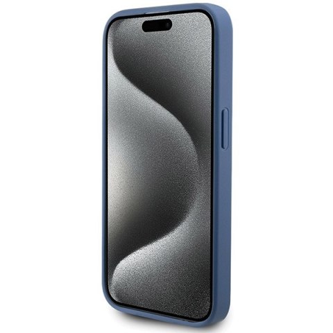 Etui na telefon iPhone 14 Pro Max Guess 4G MagSafe niebieskie skórzane