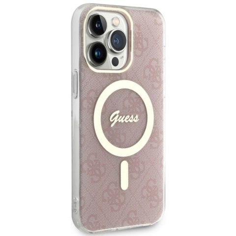 Etui iPhone 14 Pro Max Guess 4G MagSafe różowe