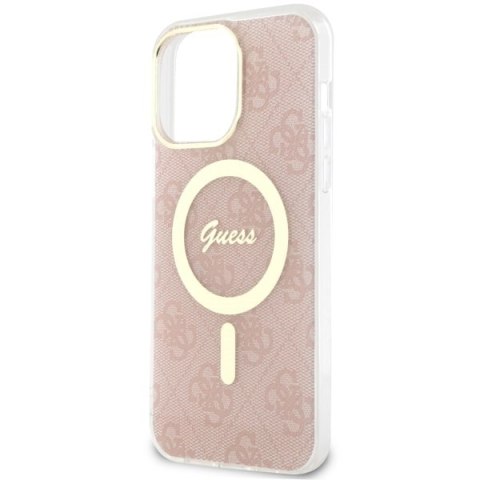 Etui iPhone 14 Pro Max Guess 4G MagSafe różowe