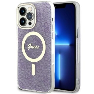 Etui iPhone 14 Pro Max Guess 4G MagSafe purpurowe