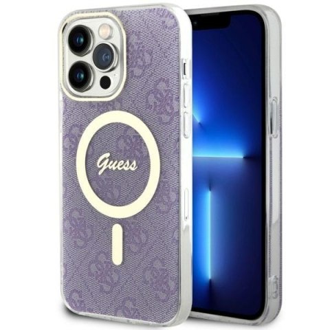 Etui na telefon iPhone 14 Pro Max Guess 4G MagSafe purpurowe