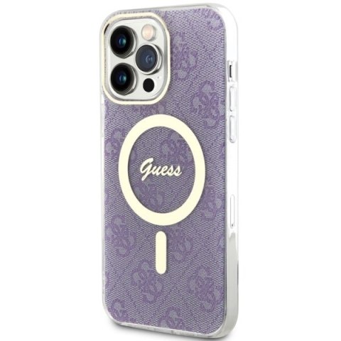 Etui na telefon iPhone 14 Pro Max Guess 4G MagSafe purpurowe