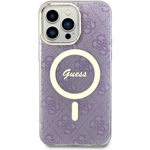 Etui na telefon iPhone 14 Pro Max Guess 4G MagSafe purpurowe