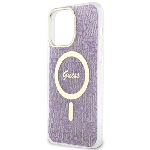 Etui na telefon iPhone 14 Pro Max Guess 4G MagSafe purpurowe