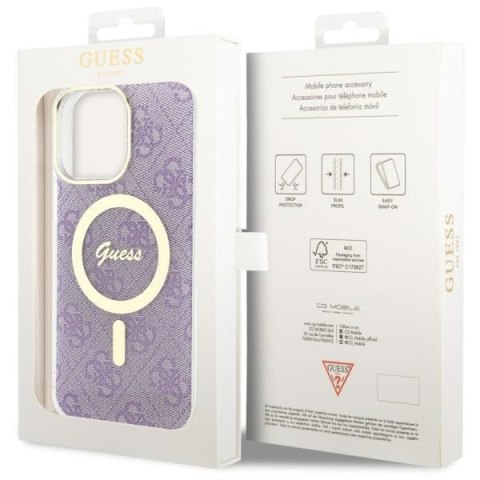 Etui na telefon iPhone 14 Pro Max Guess 4G MagSafe purpurowe