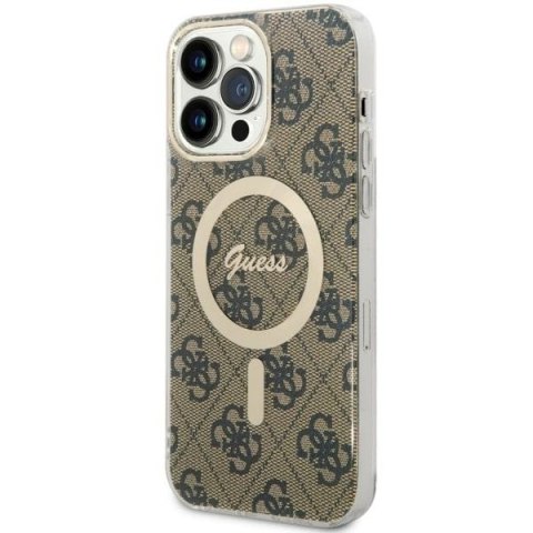 Etui iPhone 14 Pro Max Guess 4G MagSafe brązowe