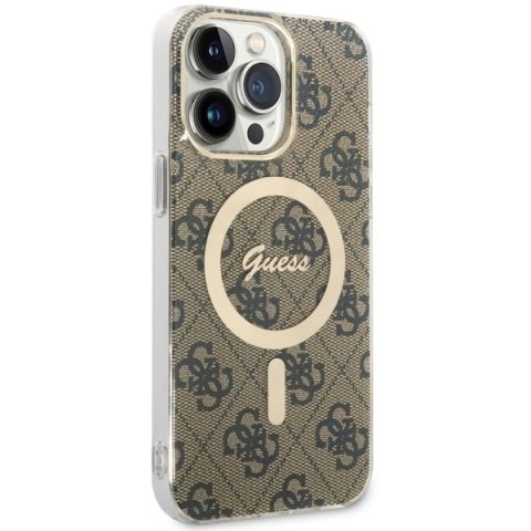 Etui iPhone 14 Pro Max Guess 4G MagSafe brązowe