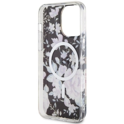 Etui na telefon iPhone 14 Pro Max Guess Flower MagSafe czarne