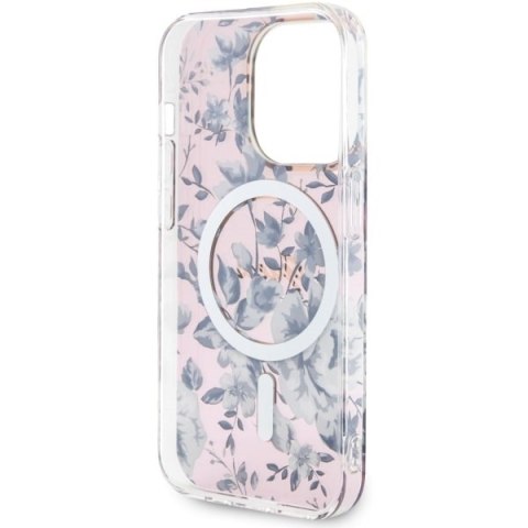 Etui na telefon iPhone 14 Pro Max Guess Flower MagSafe różowe