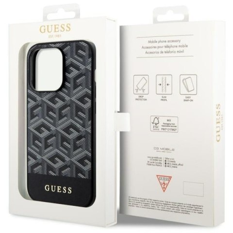 Etui iPhone 14 Pro Max Guess GCube Stripes MagSafe czarne