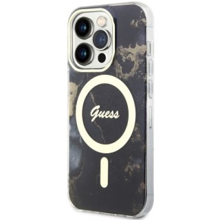 Etui iPhone 14 Pro Max Guess Golden Marble MagSafe czarne