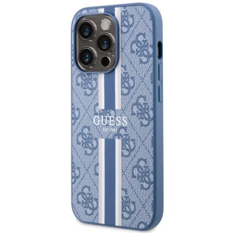 Etui iPhone 14 Pro Max Guess 4G Printed Stripes MagSafe niebieskie