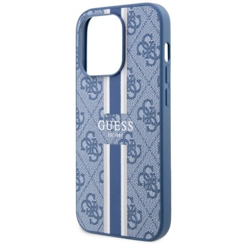 Etui iPhone 14 Pro Max Guess 4G Printed Stripes MagSafe niebieskie